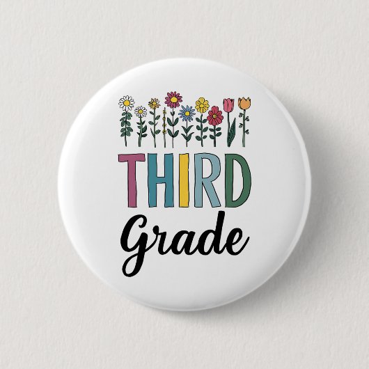 Leraar derde klas wilde bloem terug naar school bl ronde button 5,7 cm (Voorkant)