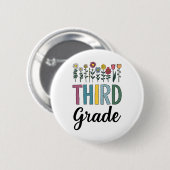 Leraar derde klas wilde bloem terug naar school bl ronde button 5,7 cm (Voorkant /achterkant)