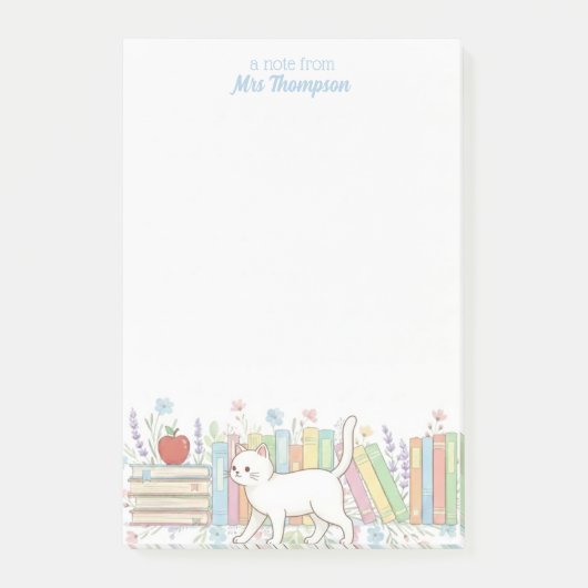 Leraar die van boeken en katten houdt Gepersonalis Post-it® Notes (Voorkant)