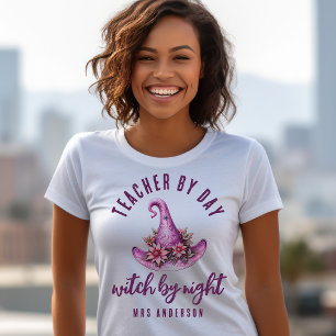 Leraar Door Dag Heks Door Nacht Custom Halloween T-shirt