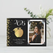 Leraar Education Gold Afstuderen zwart Kaart (Staand voorkant)