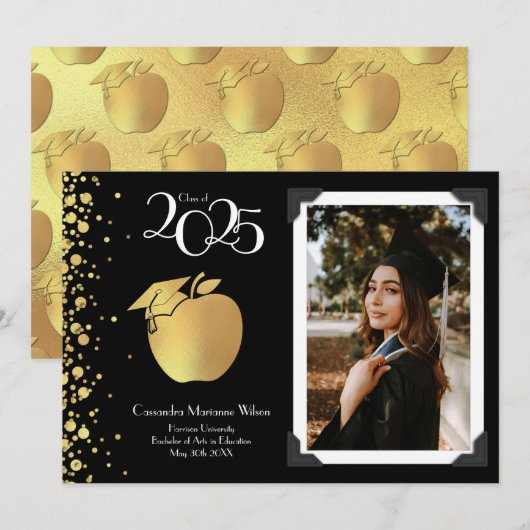 Leraar Education Gold Afstuderen zwart Kaart (Voorkant / Achterkant)