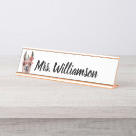 Leraar Educator Professional Cute Llama Bureau Naambordje