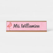 Leraar Educator Professionele Roze Flamingo Bureau Naambordje (Voorkant)