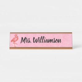 Leraar Educator Professionele Roze Flamingo Bureau Naambordje