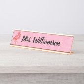 Leraar Educator Professionele Roze Flamingo Bureau Naambordje (Voorkant)