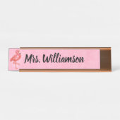Leraar Educator Professionele Roze Flamingo Bureau Naambordje (Voorkant)