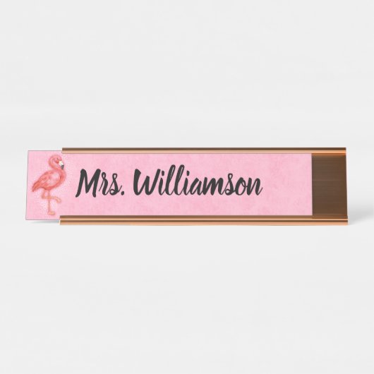 Leraar Educator Professionele Roze Flamingo Bureau Naambordje (Voorkant)