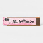 Leraar Educator Roze Black Cat Kitten Desk Naam Bureau Naambordje (Voorkant)