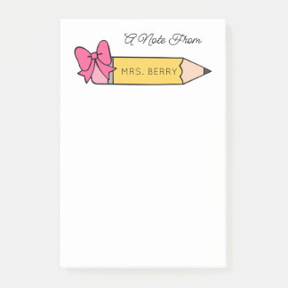 Leraar een notitie van potloodbericht post-it® notes