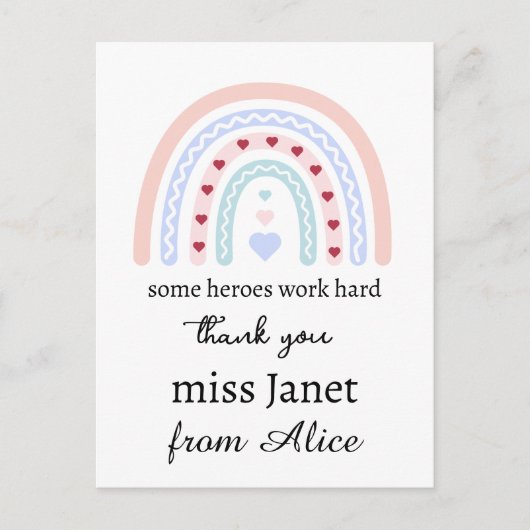 Leraar Eenvoudig Kerst Bedankt Regenboog Cadeau Briefkaart (Voorkant)