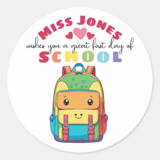 leraar eerste dag van termijn klas welkom monster ronde sticker (Voorkant)