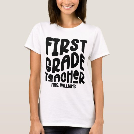 Leraar Eerste Klas Eenvoudig Retro Aangepast T-shirt (Voorkant)