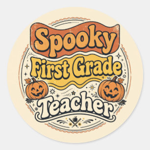 Leraar Eerste Klas Halloween Shirt Griezelen Leraa Ronde Sticker