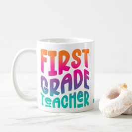 Leraar eerste klas kleurrijk ombre-tekstontwerp koffiemok