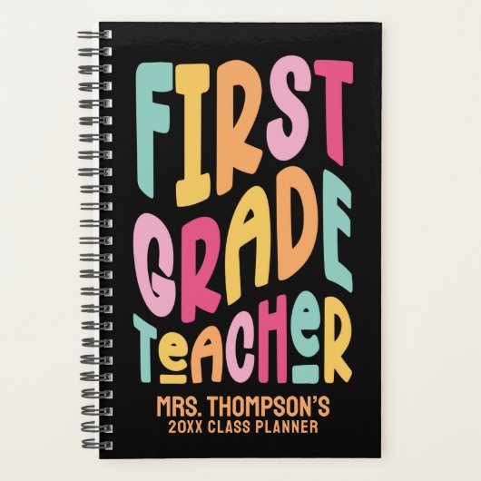 Leraar Eerste Klas Kleurrijke Tekst Planner (Voorkant)