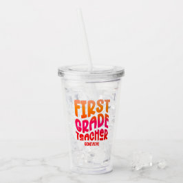 Leraar Eerste Klas Oranje Rode Ombre Acryl Drinkbeker