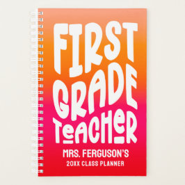 Leraar Eerste Klas Oranje Rode Ombre Klas Planner