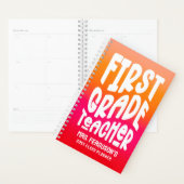 Leraar Eerste Klas Oranje Rode Ombre Klas Planner (Display)