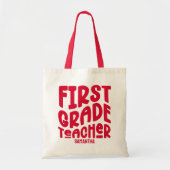 Leraar Eerste Klas Rode Tekst Ontwerp Tote Bag (Voorkant)