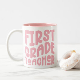 Leraar Eerste Klas Roze Tekst Tweekleurige Koffiemok