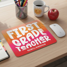 Leraar Eerste Klas Tekst Ontwerp Oranje Rood Ombre Muismat