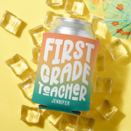 Leraar Eerste Klas Tekst Ontwerp Retro Ombre Blikjeskoeler