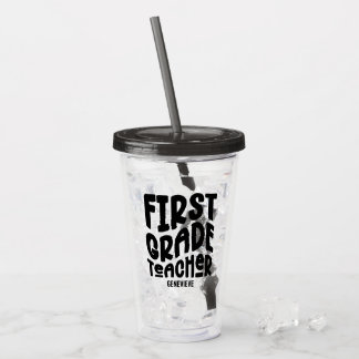 Leraar Eerste Klas Zwart Typografie Ontwerp Acryl Drinkbeker