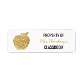 Leraar Eigendom van Classroom Faux Gold Glitter Etiket (Voorkant)