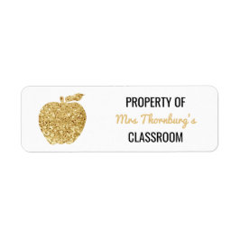 Leraar Eigendom van Classroom Faux Gold Glitter Etiket