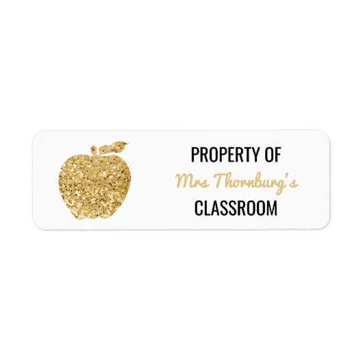 Leraar Eigendom van Classroom Faux Gold Glitter Etiket (Voorkant)
