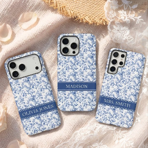 Leraar Elegante Blauwe Chinoiserie Monogram Brui Samsung Galaxy Hoesje