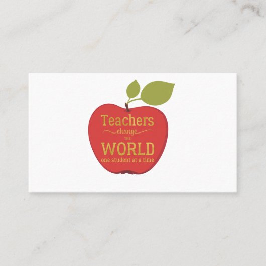 Leraar elegante rode appel met citaat gouden scrip visitekaartje (Voorkant)