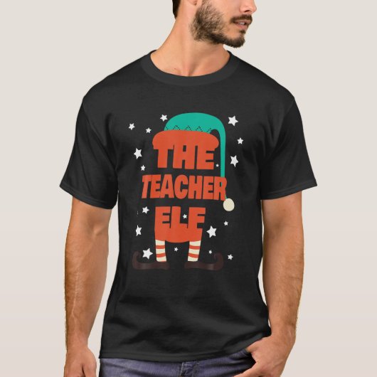 Leraar Elf Kerstmis Pajama - Leraar Matching Fa T-shirt (Voorkant)