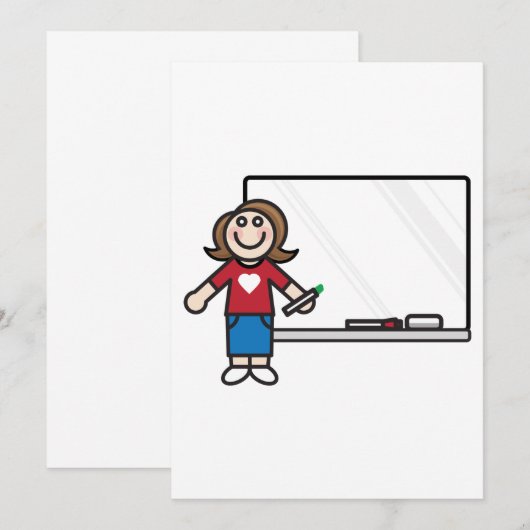 Leraar en een Whiteboard Uitnodiging (Voorkant / Achterkant)