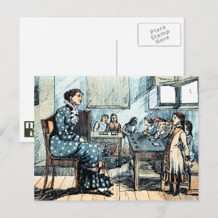 Leraar en studenten.  Briefkaarten