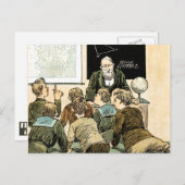 Leraar en studenten.  kunst briefkaart (Voorkant / Achterkant)