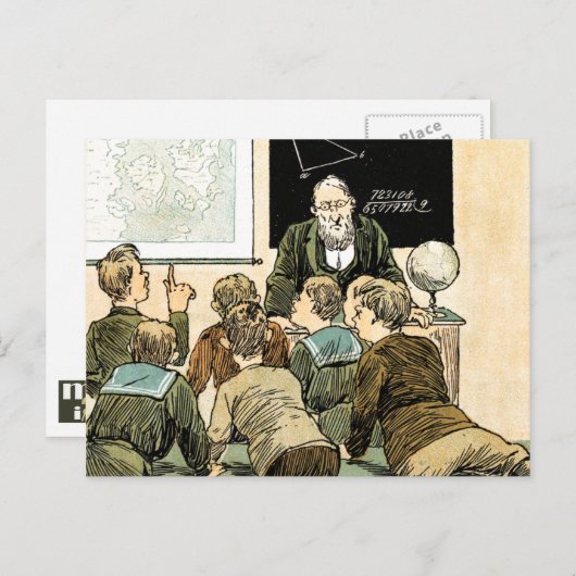 Leraar en studenten.  kunst briefkaart (Voorkant / Achterkant)