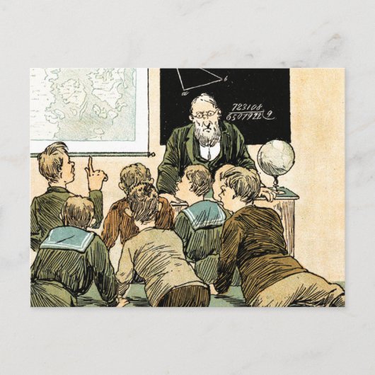 Leraar en studenten.  kunst briefkaart (Voorkant)