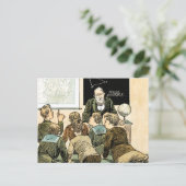 Leraar en studenten.  kunst briefkaart (Staand voorkant)