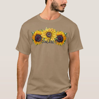 Leraar en trio van zonnebloem t-shirt