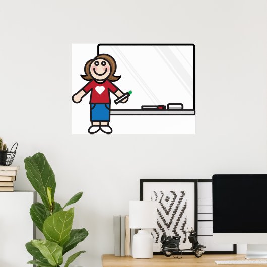 Leraar en whiteboard poster (Thuiskantoor)