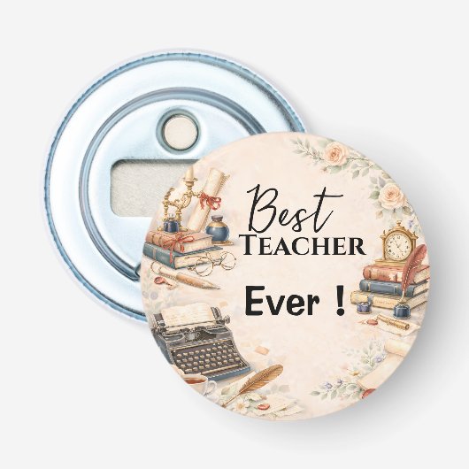 Leraar Engels Bedankcadeau Einde Schooljaar Button Flesopener (Voorkant)