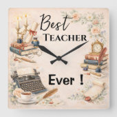 Leraar Engels Bedankcadeau Einde Schooljaar Vierkante Klok (Voorkant)