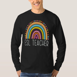 Leraar Engels Boho Regenboog Terug naar School Waa T-shirt