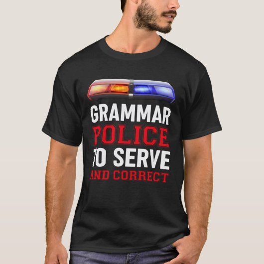 Leraar Engels Grammaticapolitie 1 T-shirt (Voorkant)