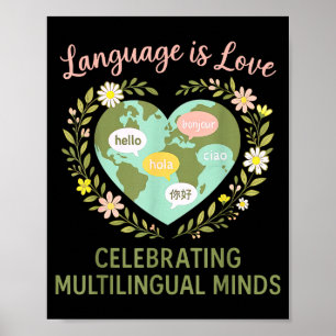 Leraar Engels Taal Is Liefde viert Meertaligheid Poster