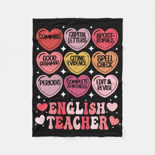 Leraar Engels Valentijnsdag Grammatica Leraar Enge Fleece Deken (Voorkant)