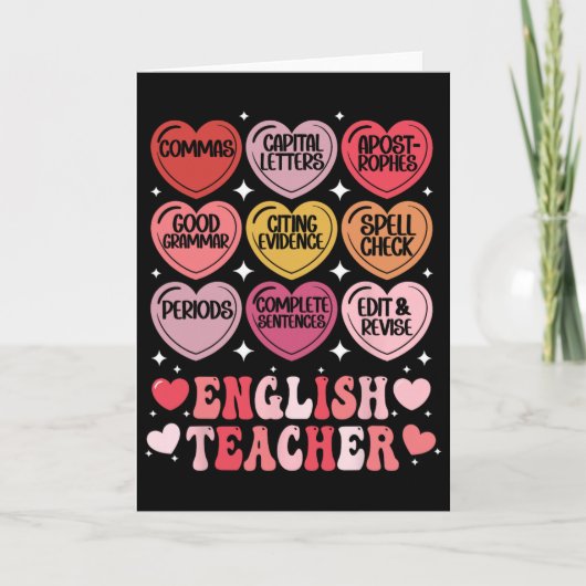 Leraar Engels Valentijnsdag Grammatica Leraar Enge Kaart (Voorkant)