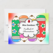 leraar Feedback Commentaar op Student Notitiekaartje (Voorkant)